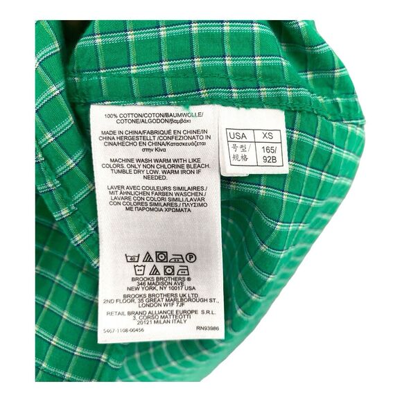 Brooks‎ Brothers Men's Button Down Short Sleeve Blue Check Shirt XS - Picture 12 of 12